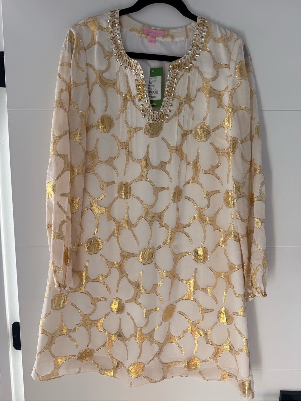 Lilly Pulitzer NWT Colby White & Gold Floral Tunic Dress